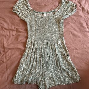 American Eagle Outfitters Green Smocked Romper